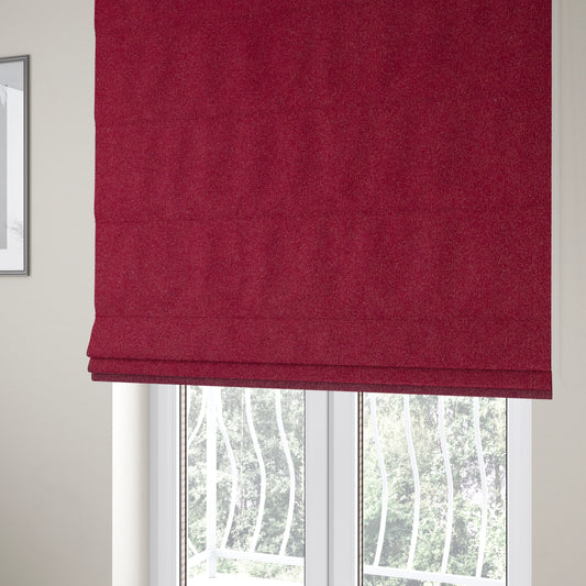 Peru Moleskin Plain Velvet Water Repellent Treated Material Ruby Red Colour Upholstery Fabric CTR-1739 - Roman Blinds