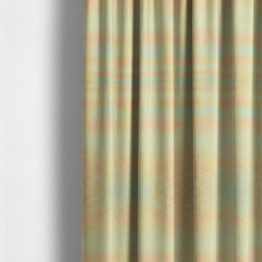 Milano Collection Sky Blue Colours In Abstract Pattern Chenille Furnishing Fabric CTR-174 - Made To Measure Curtains