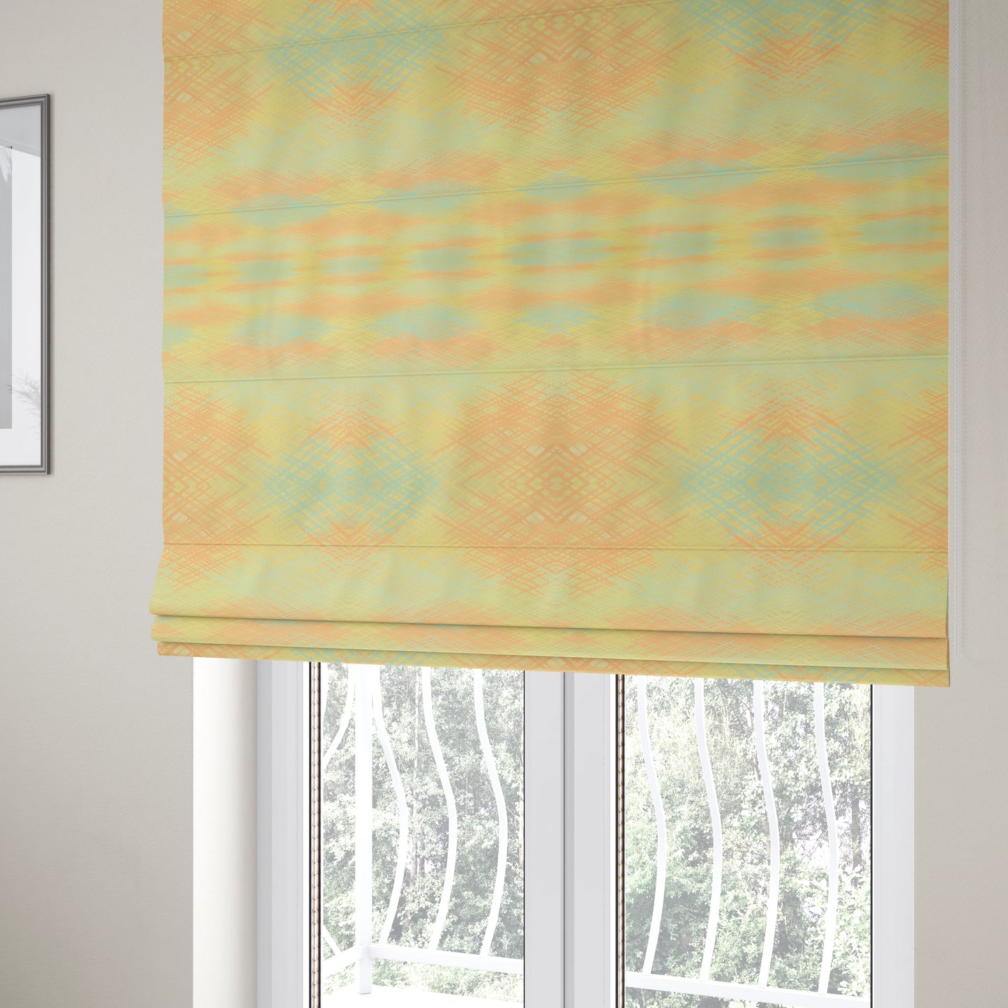 Milano Collection Sky Blue Colours In Abstract Pattern Chenille Furnishing Fabric CTR-174 - Roman Blinds