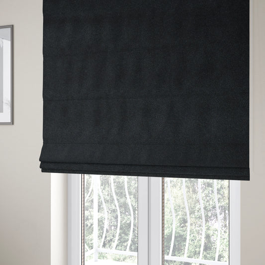 Peru Moleskin Plain Velvet Water Repellent Treated Material Black Colour Upholstery Fabric CTR-1753 - Roman Blinds