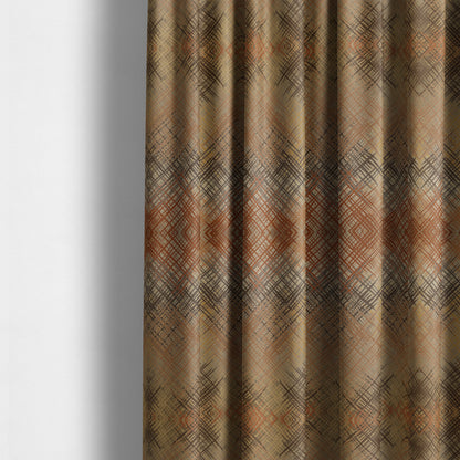 Milano Collection Brown Colours In Abstract Pattern Chenille Furnishing Fabric CTR-177 - Made To Measure Curtains