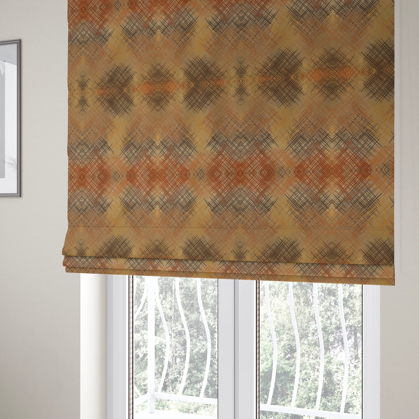 Milano Collection Brown Colours In Abstract Pattern Chenille Furnishing Fabric CTR-177 - Roman Blinds