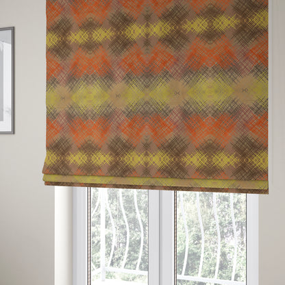 Milano Collection Green Colours In Abstract Pattern Chenille Furnishing Fabric CTR-178 - Roman Blinds