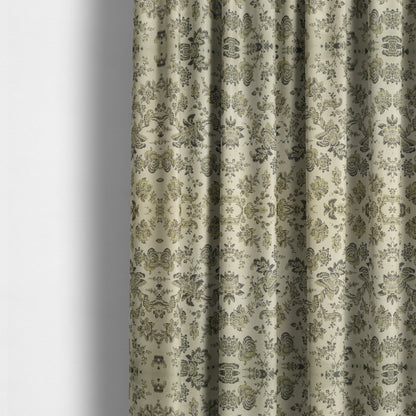 Mumbai Raised Textured Chenille Green Colour Floral Pattern Upholstery Fabric CTR-179 - Made To Measure Curtains