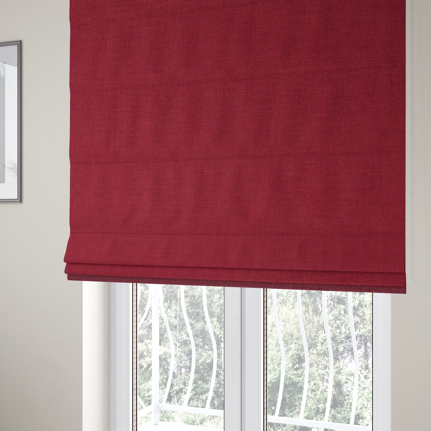 Barbados Plain Velvet Water Repellent Red Upholstery Fabric CTR-1804 - Roman Blinds