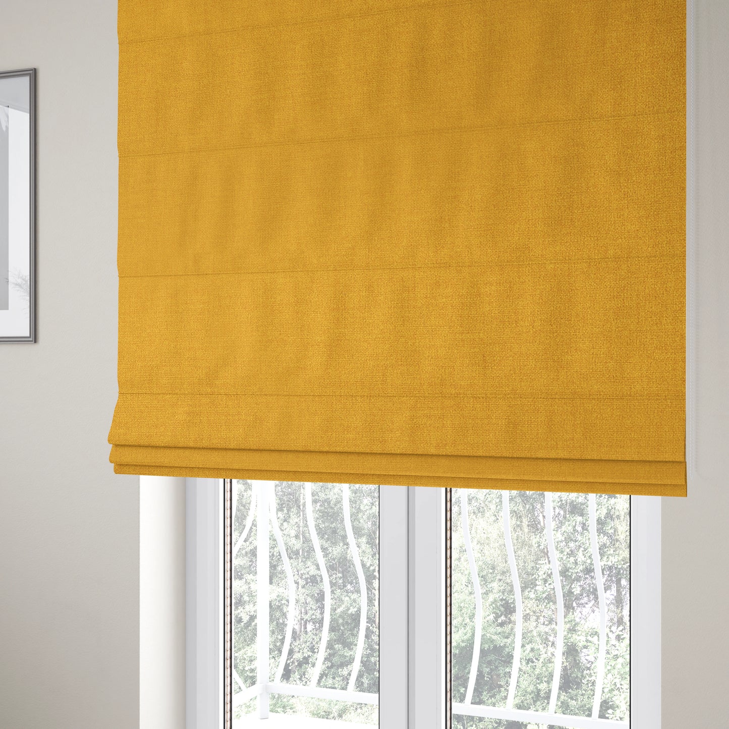 Barbados Plain Velvet Water Repellent Yellow Upholstery Fabric CTR-1806 - Roman Blinds