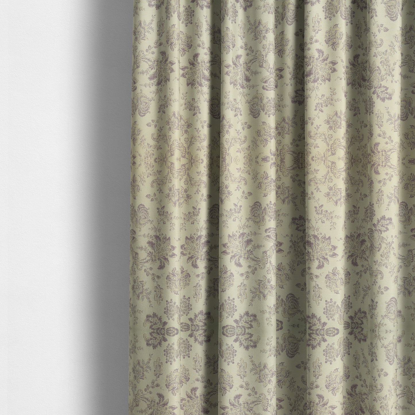 Mumbai Raised Textured Chenille Lilac Colour Floral Pattern Upholstery Fabric CTR-181 - Made To Measure Curtains