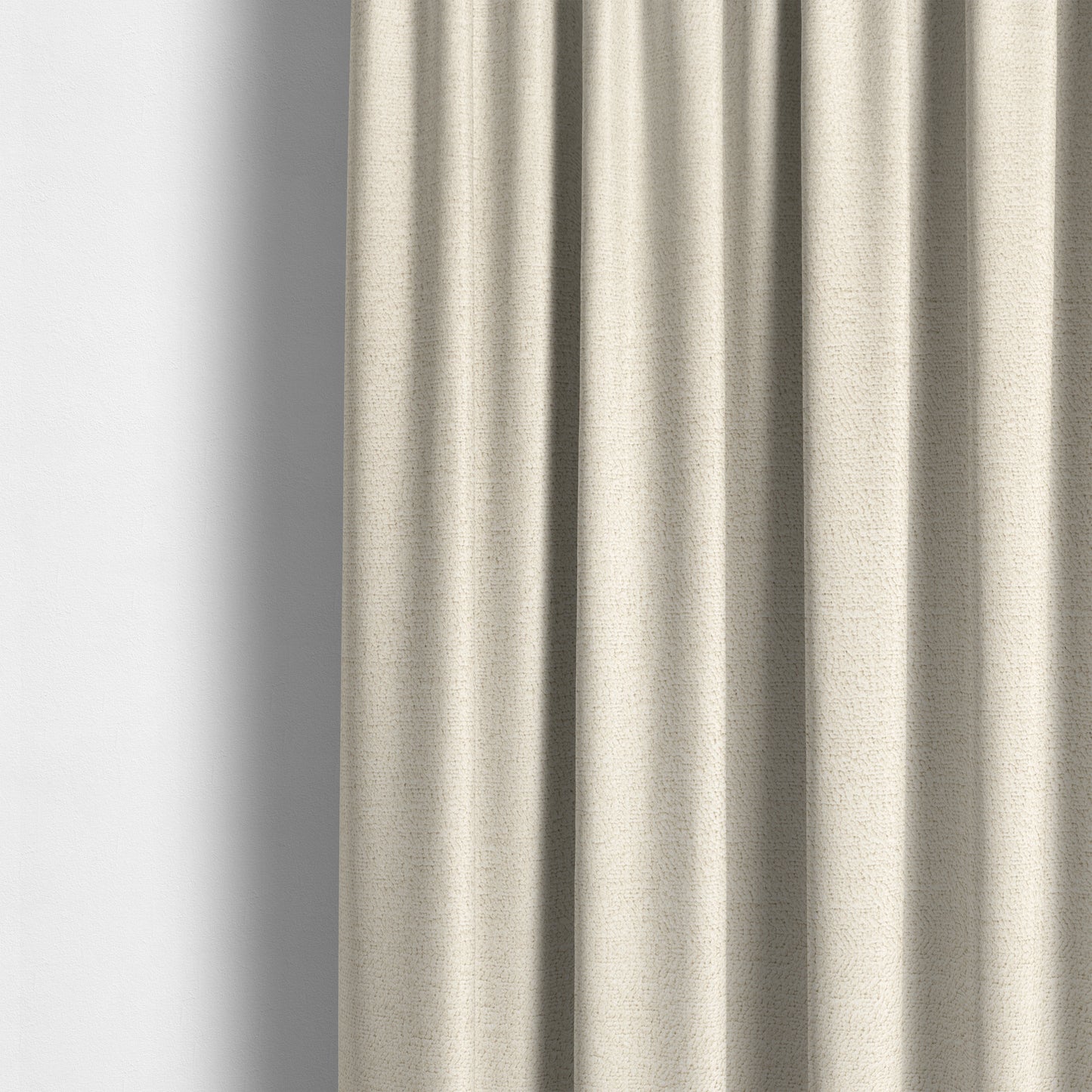 Purlwell Boucle Chenille Material Cream Colour Upholstery Fabric CTR-1814 - Made To Measure Curtains