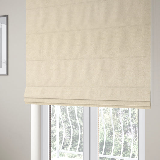 Purlwell Boucle Chenille Material Cream Colour Upholstery Fabric CTR-1814 - Roman Blinds