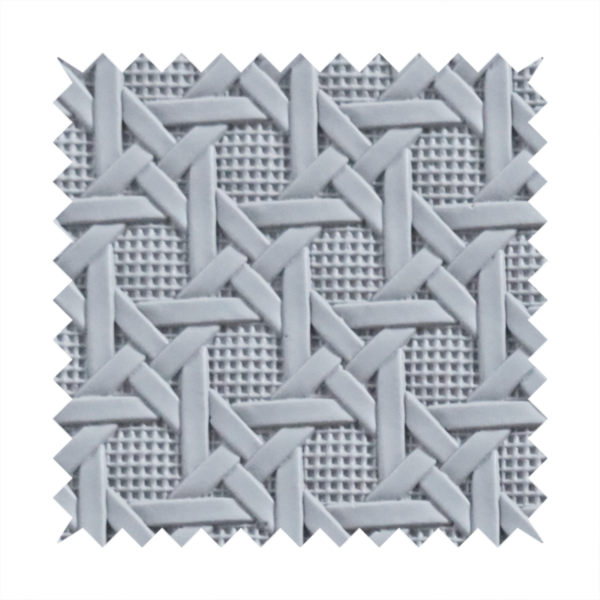 Catanzaro Faux Leather Geometric Pattern In Light Grey Colour Upholstery Fabric CTR-1815