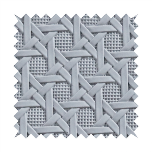 Catanzaro Faux Leather Geometric Pattern In Light Grey Colour Upholstery Fabric CTR-1815