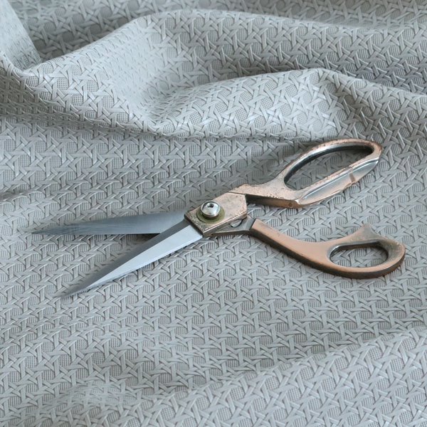 Catanzaro Faux Leather Geometric Pattern In Light Grey Colour Upholstery Fabric CTR-1815