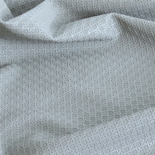 Catanzaro Faux Leather Geometric Pattern In Light Grey Colour Upholstery Fabric CTR-1815