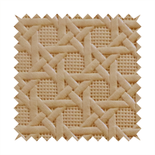 Catanzaro Faux Leather Geometric Pattern In Orange Colour Upholstery Fabric CTR-1816