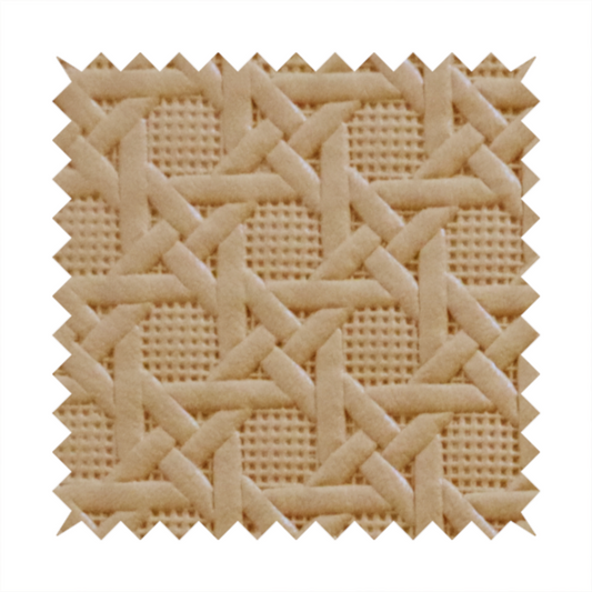 Catanzaro Faux Leather Geometric Pattern In Orange Colour Upholstery Fabric CTR-1816