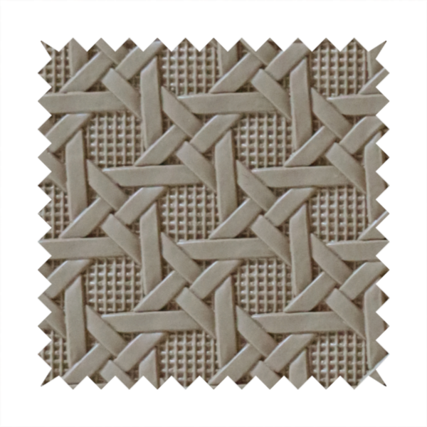 Catanzaro Faux Leather Geometric Pattern In Mocha Brown Colour Upholstery Fabric CTR-1817