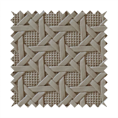 Catanzaro Faux Leather Geometric Pattern In Mocha Brown Colour Upholstery Fabric CTR-1817