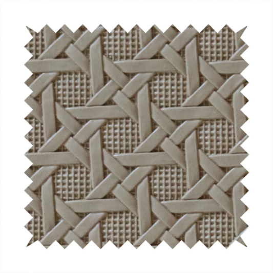 Catanzaro Faux Leather Geometric Pattern In Mocha Brown Colour Upholstery Fabric CTR-1817