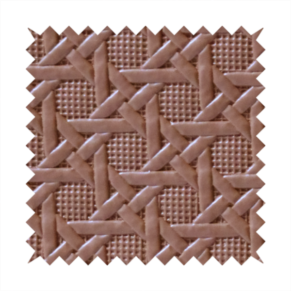 Catanzaro Faux Leather Geometric Pattern In Caramel Brown Colour Upholstery Fabric CTR-1818
