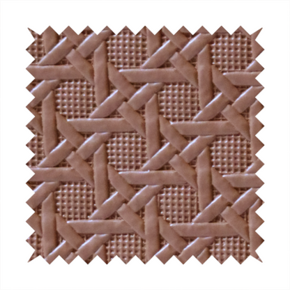 Catanzaro Faux Leather Geometric Pattern In Caramel Brown Colour Upholstery Fabric CTR-1818