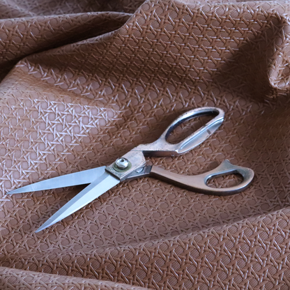 Catanzaro Faux Leather Geometric Pattern In Caramel Brown Colour Upholstery Fabric CTR-1818