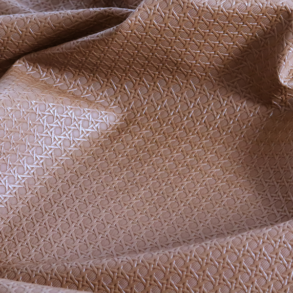 Catanzaro Faux Leather Geometric Pattern In Caramel Brown Colour Upholstery Fabric CTR-1818