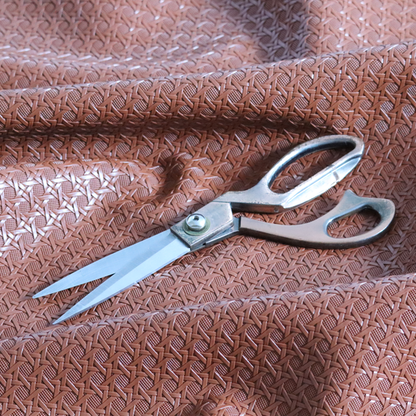 Catanzaro Faux Leather Geometric Pattern In Rust Brown Colour Upholstery Fabric CTR-1819