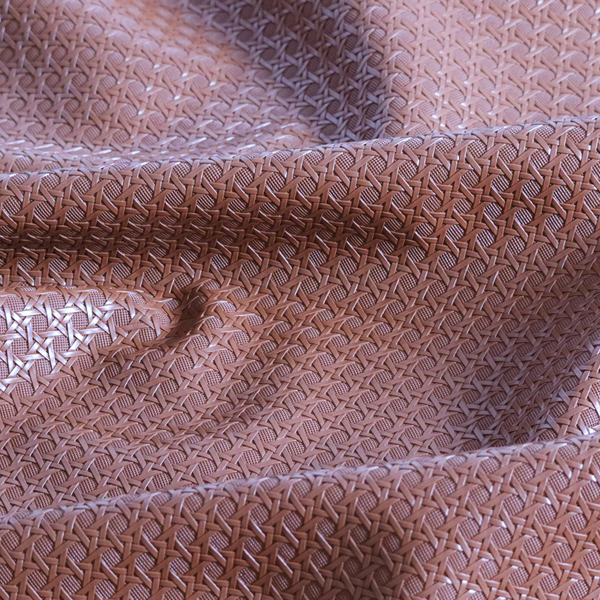 Catanzaro Faux Leather Geometric Pattern In Rust Brown Colour Upholstery Fabric CTR-1819