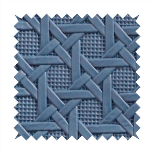 Catanzaro Faux Leather Geometric Pattern In Blue Colour Upholstery Fabric CTR-1821