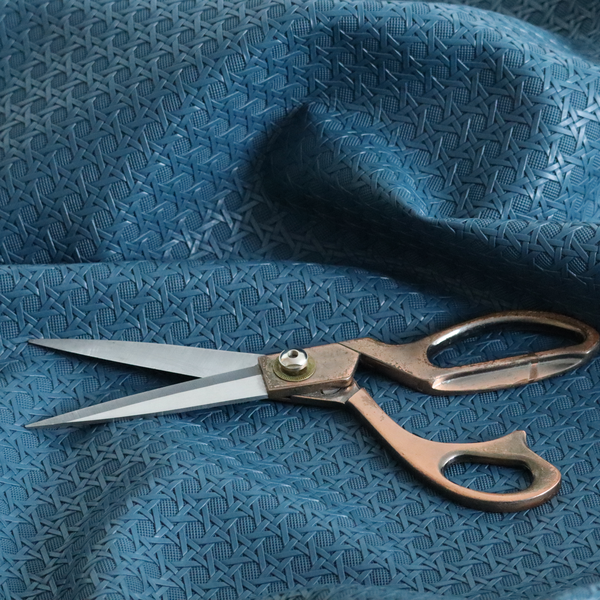 Catanzaro Faux Leather Geometric Pattern In Blue Colour Upholstery Fabric CTR-1821