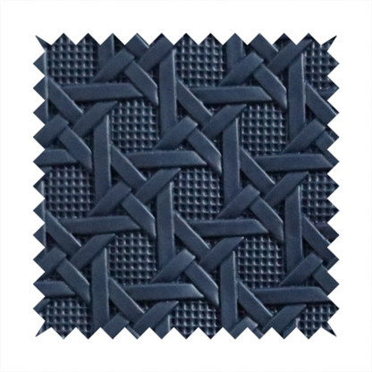 Catanzaro Faux Leather Geometric Pattern In Navy Blue Colour Upholstery Fabric CTR-1823