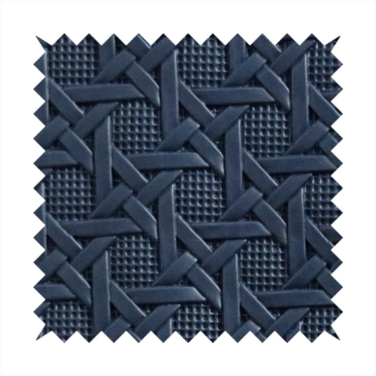 Catanzaro Faux Leather Geometric Pattern In Navy Blue Colour Upholstery Fabric CTR-1823