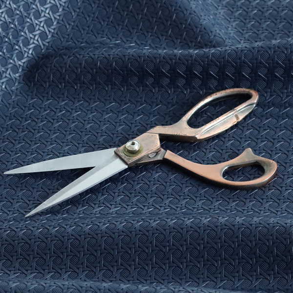 Catanzaro Faux Leather Geometric Pattern In Navy Blue Colour Upholstery Fabric CTR-1823