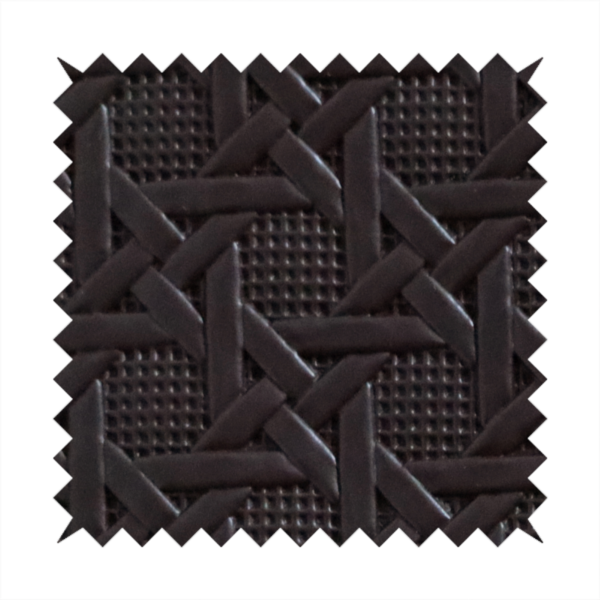 Catanzaro Faux Leather Geometric Pattern In Chocolate Brown Colour Upholstery Fabric CTR-1825