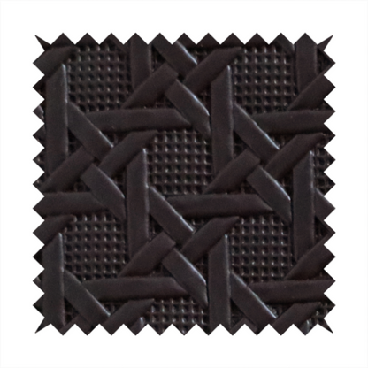 Catanzaro Faux Leather Geometric Pattern In Chocolate Brown Colour Upholstery Fabric CTR-1825