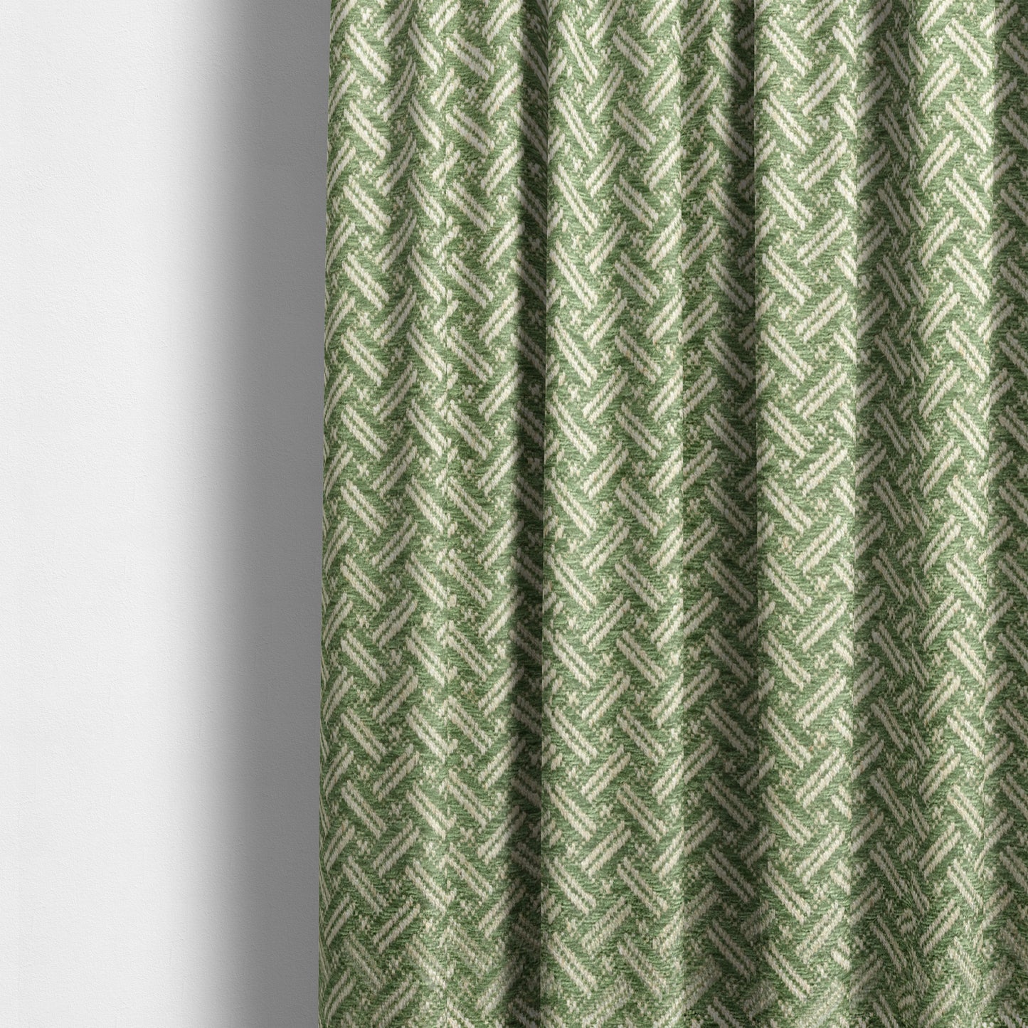 Hazel Geometric Patterned Chenille Material Green Colour Upholstery Fabric CTR-1826 - Made To Measure Curtains