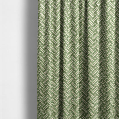 Hazel Geometric Patterned Chenille Material Green Colour Upholstery Fabric CTR-1826 - Made To Measure Curtains