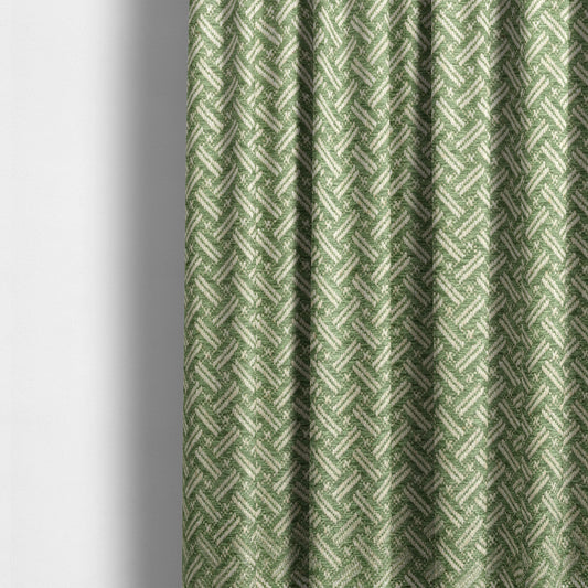 Hazel Geometric Patterned Chenille Material Green Colour Upholstery Fabric CTR-1826 - Made To Measure Curtains