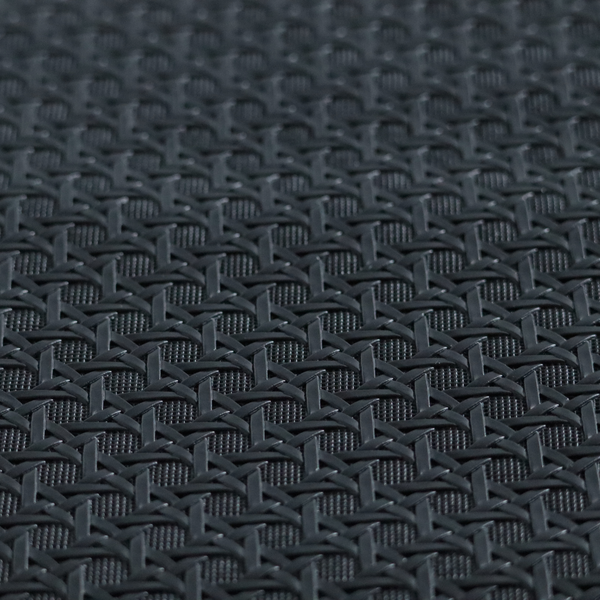 Catanzaro Faux Leather Geometric Pattern In Black Colour Upholstery Fabric CTR-1827