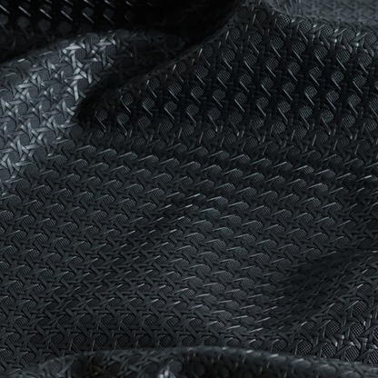 Catanzaro Faux Leather Geometric Pattern In Black Colour Upholstery Fabric CTR-1827