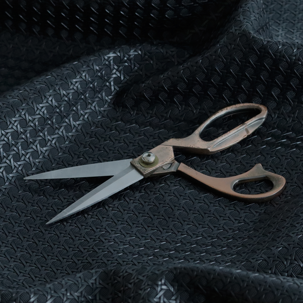 Catanzaro Faux Leather Geometric Pattern In Black Colour Upholstery Fabric CTR-1827