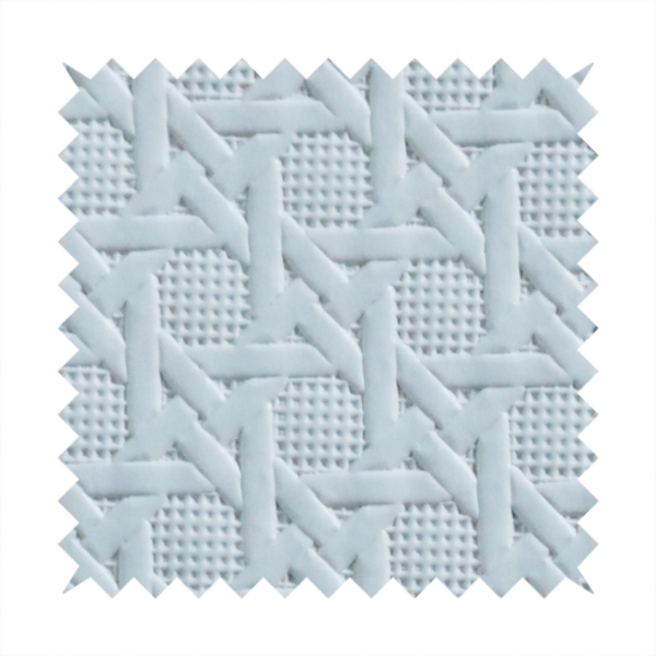 Catanzaro Faux Leather Geometric Pattern In White Colour Upholstery Fabric CTR-1828