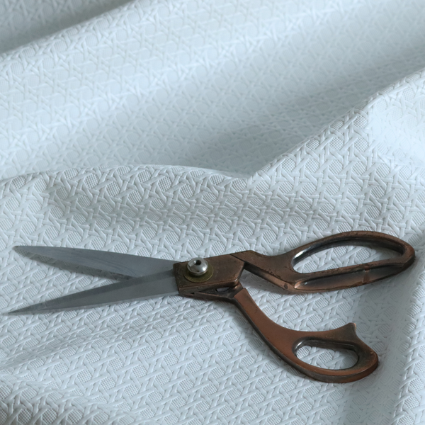 Catanzaro Faux Leather Geometric Pattern In White Colour Upholstery Fabric CTR-1828