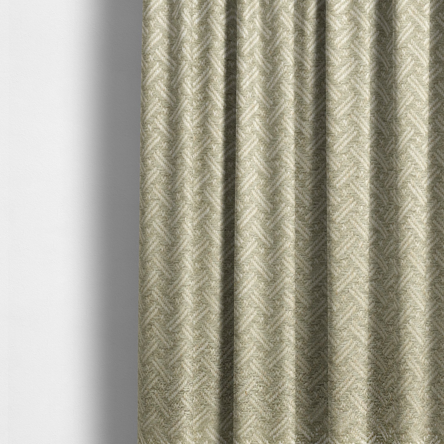 Hazel Geometric Patterned Chenille Material Beige Colour Upholstery Fabric CTR-1828 - Made To Measure Curtains