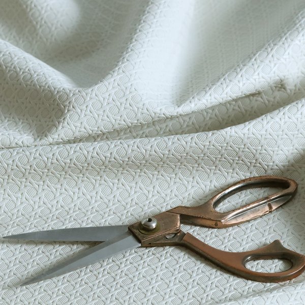 Catanzaro Faux Leather Geometric Pattern In Beige Colour Upholstery Fabric CTR-1829