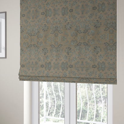 Mumbai Raised Textured Chenille Grey Colour Floral Pattern Upholstery Fabric CTR-183 - Roman Blinds