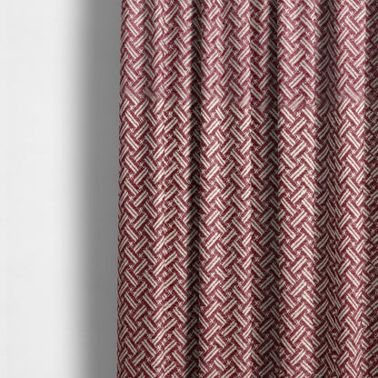 Hazel Geometric Patterned Chenille Material Burgundy Colour Upholstery Fabric CTR-1830 - Made To Measure Curtains