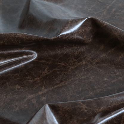 Argenta Faux Leather Heritage Aged Pattern In Dark Brown Colour Upholstery Fabric CTR-1831