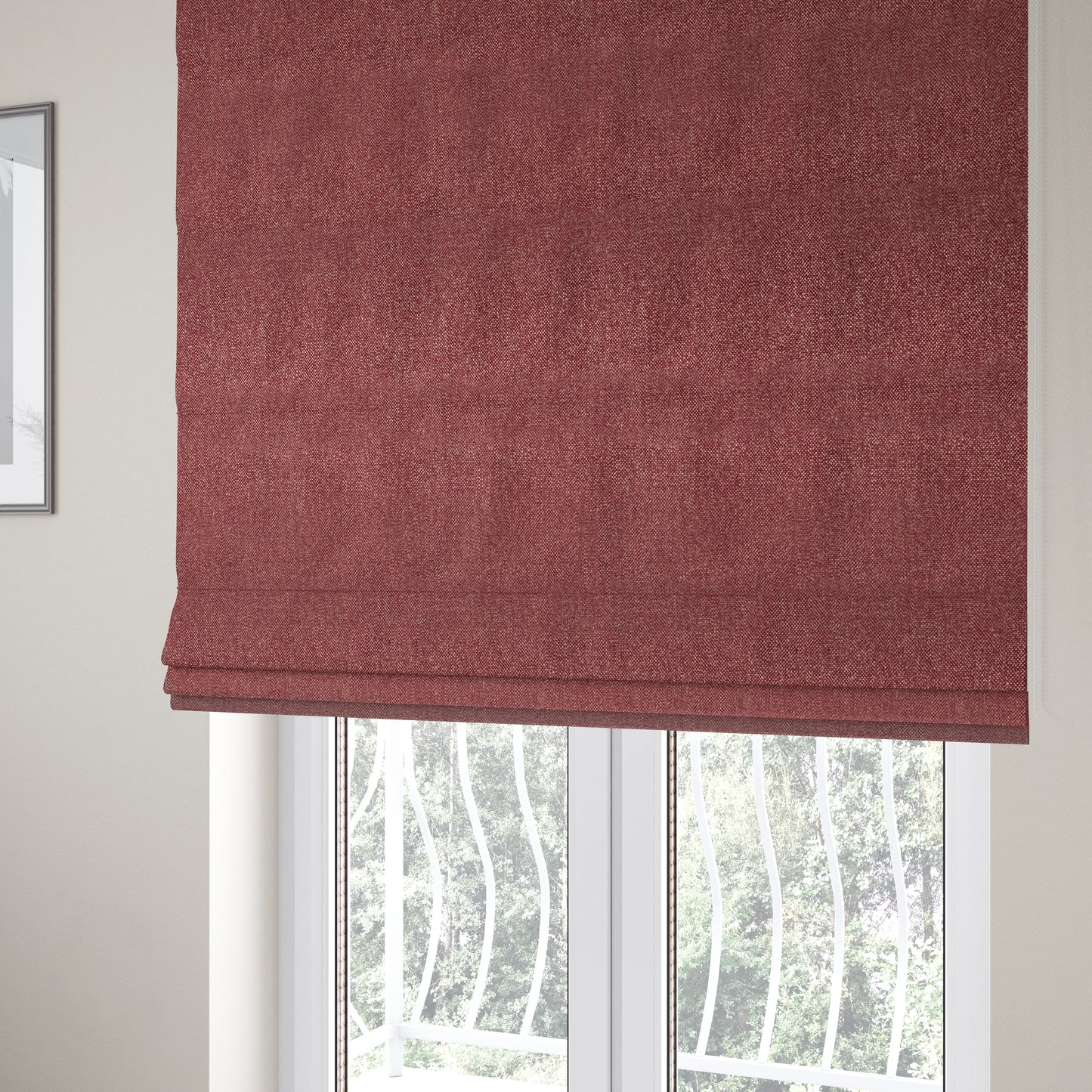 Hazel Plain Chenille Material Burgundy Colour Upholstery Fabric CTR-1831 - Roman Blinds