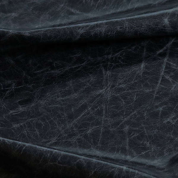 Argenta Faux Leather Heritage Aged Pattern In Black Colour Upholstery Fabric CTR-1834